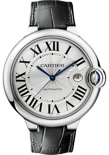 Cartier Ballon Bleu de Cartier Watch - 42 mm Steel Case - Silvered Opaline Dial - Black Alligator Strap - WSBB0026 - Luxury Time NYC