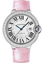 Load image into Gallery viewer, Cartier Ballon Bleu de Cartier Watch - 42 mm White Gold Diamond Case - White Dial - Pink Alligator Strap - WJBB0032 - Luxury Time NYC