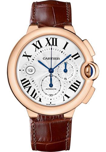 Cartier Ballon Bleu de Cartier Watch - 46.8 mm Pink Gold Case - Silvered Dial - Brown Alligator Strap - W6920074 - Luxury Time NYC