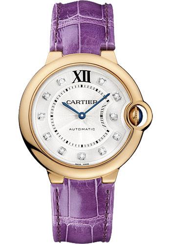 Cartier Ballon Bleu de Cartier Watch - Medium Pink Gold Case - Diamond Dial - Alligator Strap - WE902028 - Luxury Time NYC