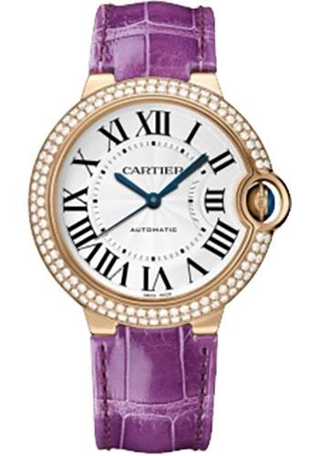Cartier Ballon Bleu de Cartier Watch - Medium Rose Gold Case - Diamond Bezel - Alligator Strap - WE900551 - Luxury Time NYC