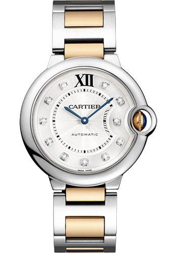 Cartier Ballon Bleu de Cartier Watch - Medium Steel Case - Diamond Dial - Steel And Pink Gold Bracelet - WE902031 - Luxury Time NYC