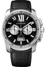 Load image into Gallery viewer, Cartier Calibre de Cartier Chronograph Watch - 42 mm Steel Case - Black Dial - Black Alligator Strap - W7100060 - Luxury Time NYC