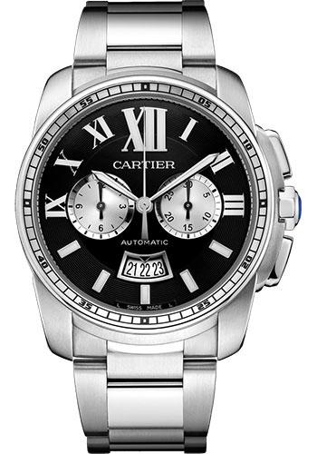 Cartier Calibre de Cartier Chronograph Watch - 42 mm Steel Case - Black Dial - W7100061 - Luxury Time NYC