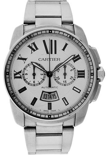 Cartier Calibre de Cartier Chronograph Watch - 42 mm Steel Case - Silver Dial - W7100045 - Luxury Time NYC