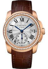 Load image into Gallery viewer, Cartier Calibre de Cartier Watch - 38 mm Pink Gold Case - Diamond Bezel - Silvered Dial - Dark Brown Alligator Strap - WF100013 - Luxury Time NYC