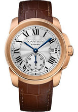 Load image into Gallery viewer, Cartier Calibre de Cartier Watch - 38 mm Pink Gold Case - Silvered Dial - Dark Brown Alligator Strap - WGCA0003 - Luxury Time NYC
