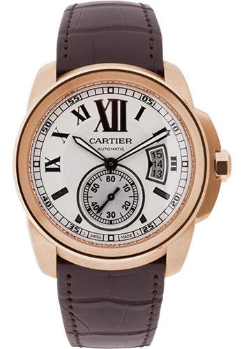 Cartier Calibre de Cartier Watch - 42 mm Pink Gold Case - Snailed Dial - Alligator Strap - W7100009 - Luxury Time NYC