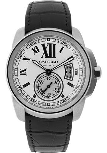 Cartier Calibre de Cartier Watch - 42 mm Steel Case - Snailed Dial - Alligator Strap - W7100037 - Luxury Time NYC