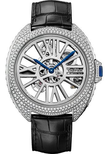 Cartier Cle de Cartier Automatic Skeleton Gem-Set Watch - Palladium Diamond Case - HPI01057 - Luxury Time NYC