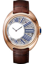 Load image into Gallery viewer, Cartier Cle de Cartier Mysterious Hours Watch - 41 mm Pink Gold Case - Silver Dial - Brown Alligator Strap - WHCL0002 - Luxury Time NYC