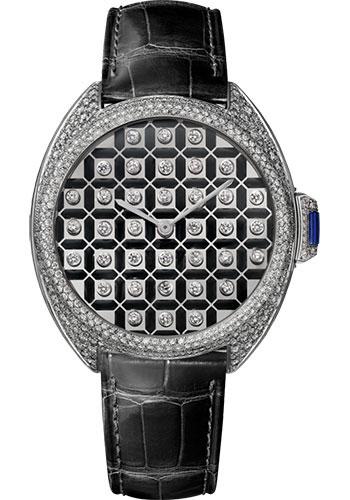 Cartier Cle de Cartier Serti Vibrant Limited Edition of 20 Watch - 40 mm White Gold Diamond Case - White Gold Dial - Black Alligator Strap - HPI01125 - Luxury Time NYC