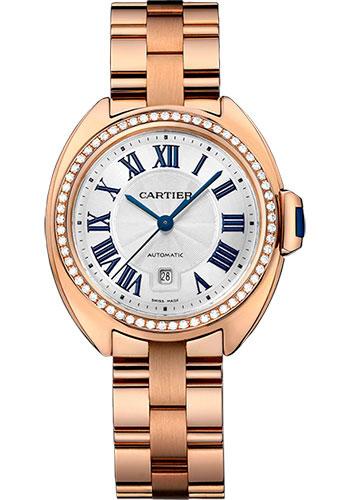 Cartier Cle De Cartier Watch - 31 mm Pink Gold Diamond Case - Diamond Bezel - Silver Dial - WJCL0003 - Luxury Time NYC
