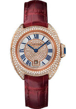 Load image into Gallery viewer, Cartier Cle de Cartier Watch - 31 mm Pink Gold Diamond Case - Pink Gold Diamond Dial - Bourdeau Alligator Strap - WJCL0035 - Luxury Time NYC