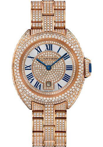 Cartier Cle de Cartier Watch - 31 mm Pink Gold Diamond Case - Pink Gold Diamond Dial - Diamond Bracelet - HPI01039 - Luxury Time NYC