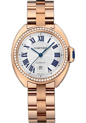 Cartier Cle de Cartier Watch - 31 mm Pink Gold Diamond Case - White Dial - WJCL0046 - Luxury Time NYC