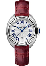 Load image into Gallery viewer, Cartier Cle de Cartier Watch - 31 mm Steel Case - Silvered Dial - Bordeaux Alligator Strap - WSCL0016 - Luxury Time NYC