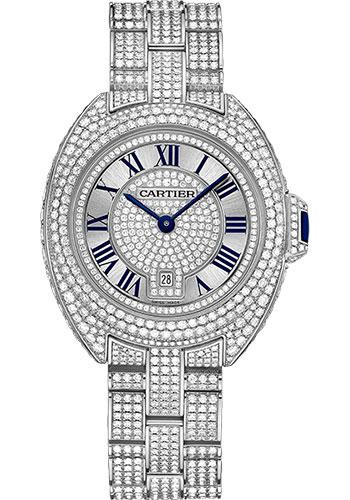 Cartier Cle De Cartier Watch - 31 mm White Gold Diamond Case - Diamond Bezel - Silver Diamond Dial - HPI00980 - Luxury Time NYC