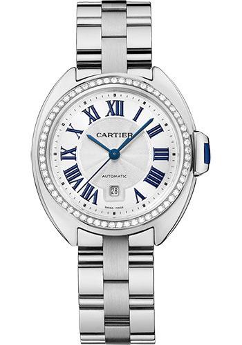 Cartier Cle de Cartier Watch - 31 mm White Gold Diamond Case - White Dial - WJCL0043 - Luxury Time NYC