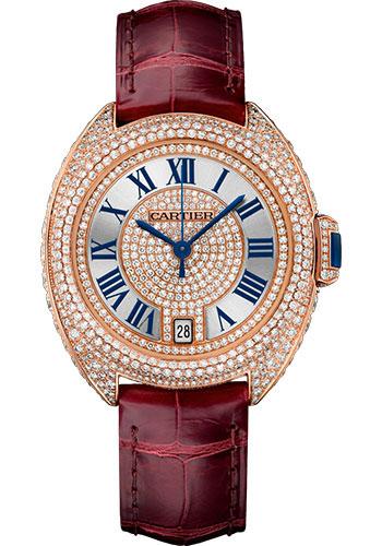 Cartier Cle de Cartier Watch - 35 mm Pink Gold Diamond Case - Pink Gold Diamond Dial - Bourdeau Alligator Strap - WJCL0036 - Luxury Time NYC