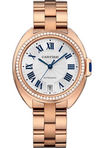 Cartier Cle de Cartier Watch - 35 mm Pink Gold Diamond Case - White Dial - WJCL0045 - Luxury Time NYC
