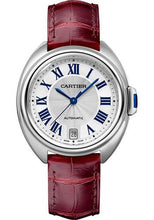 Load image into Gallery viewer, Cartier Cle de Cartier Watch - 35 mm Steel Case - Silvered Dial - Bordeaux Alligator Strap - WSCL0017 - Luxury Time NYC