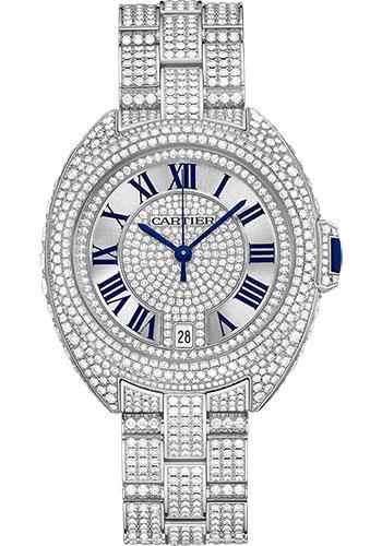 Cartier Cle De Cartier Watch - 35 mm White Gold Diamond Case - Diamond Bezel - Silver Diamond Dial - Diamond Bracelet - HPI00981 - Luxury Time NYC