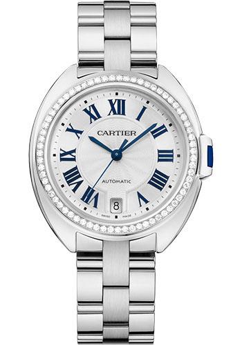 Cartier Cle de Cartier Watch - 35 mm White Gold Diamond Case - White Dial - WJCL0044 - Luxury Time NYC