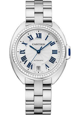 Cartier Cle de Cartier Watch - 35 mm White Gold Diamond Case - White Dial - WJCL0044 - Luxury Time NYC