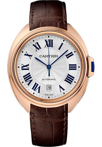 Cartier Cle De Cartier Watch - 40 mm Pink Gold Case - Silver Dial - Brown Alligator Strap - WGCL0004 - Luxury Time NYC