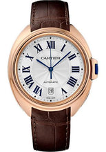 Load image into Gallery viewer, Cartier Cle De Cartier Watch - 40 mm Pink Gold Case - Silver Dial - Brown Alligator Strap - WGCL0004 - Luxury Time NYC