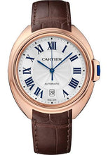 Load image into Gallery viewer, Cartier Cle de Cartier Watch - 40 mm Pink Gold Case - Silvered Dial - Brown Alligator Strap - WGCL0019 - Luxury Time NYC