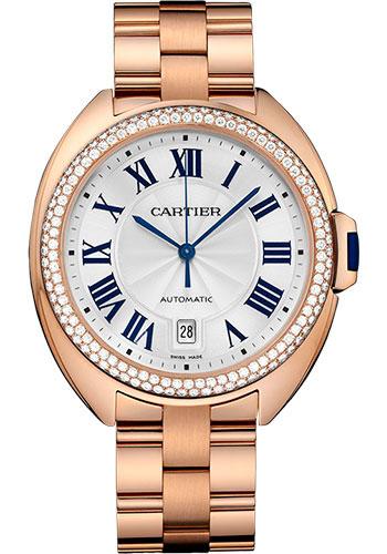 Cartier Cle De Cartier Watch - 40 mm Pink Gold Diamond Case - Diamond Bezel - Silver Dial - WJCL0009 - Luxury Time NYC
