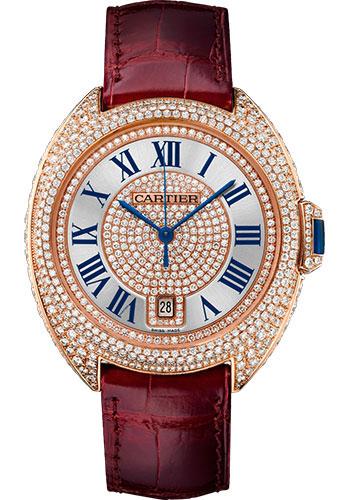 Cartier Cle de Cartier Watch - 40 mm Pink Gold Diamond Case - Pink Gold Diamond Dial - Bourdeau Alligator Strap - WJCL0037 - Luxury Time NYC
