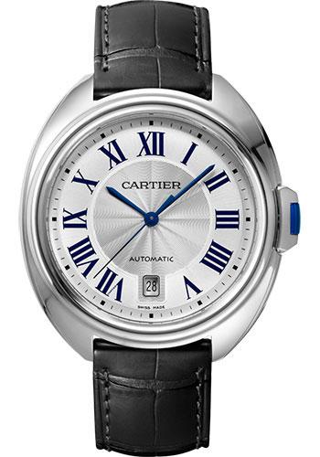 Cartier Cle de Cartier Watch - 40 mm Steel Case - Silvered Dial - Black Alligator Strap - WSCL0018 - Luxury Time NYC