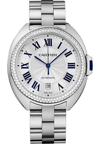 Cartier Cle De Cartier Watch - 40 mm White Gold Diamond Case - Diamond Bezel - Silver Dial - WJCL0008 - Luxury Time NYC