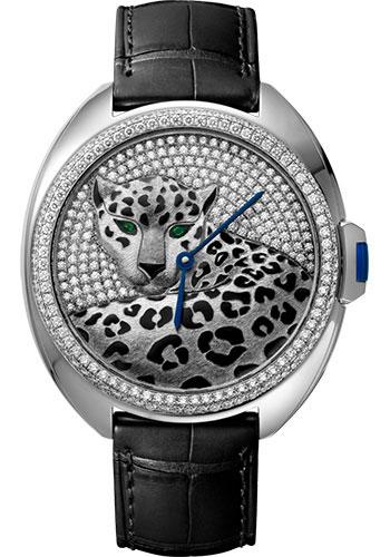 Cartier Cle de Cartier Watch - 40 mm White Gold Diamond Case - White Gold Dial - Black Alligator Strap - HPI01017 - Luxury Time NYC