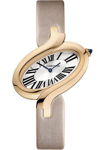 Cartier Delices de Cartier Watch - Small Pink Gold Case - Silvered Dial - Fabric Strap - W8100009 - Luxury Time NYC