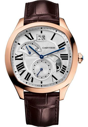 Cartier Drive de Cartier - 40 mm Large Date - Silvered Dial - Brown Alligator Strap - WGNM0005 - Luxury Time NYC