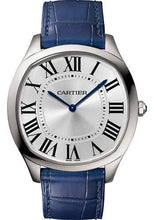 Load image into Gallery viewer, Cartier Drive de Cartier Extra-Flat Watch - 38 mm Steel Case - Silvered Dial - Blue Alligator Strap - WSNM0011 - Luxury Time NYC