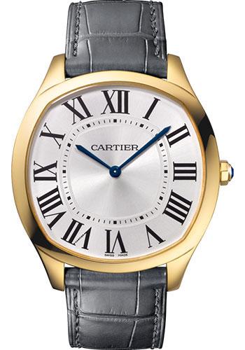 Cartier Drive de Cartier Extra-Flat Watch - 38 mm Yellow Gold Case - Silvered Dial - Gray Alligator Strap - WGNM0011 - Luxury Time NYC