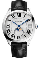 Load image into Gallery viewer, Cartier Drive de Cartier Moon Phases Watch - 40 mm Steel Case - Silvered Dial - Black Alligator Strap - WSNM0008 - Luxury Time NYC