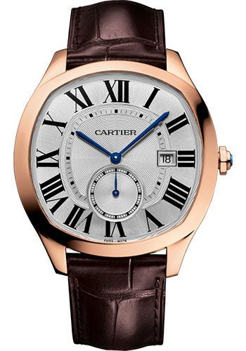 Cartier Drive de Cartier Watch - 40 mm Pink Gold Case - Silvered Dial - Brown Alligator Strap - WGNM0003 - Luxury Time NYC