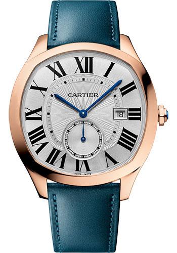 Cartier Drive de Cartier Watch - length: 40 mm Pink Gold Case - Silvered Dial - Two Smooth Calfskin Strap - WGNM0022 - Luxury Time NYC