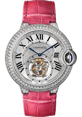 Cartier Feminine Complications Watch - 39 mm White Gold Diamond Case - Diamond Bezel - Diamond Dial - Fuchsia Alligator Strap - HPI00716 - Luxury Time NYC