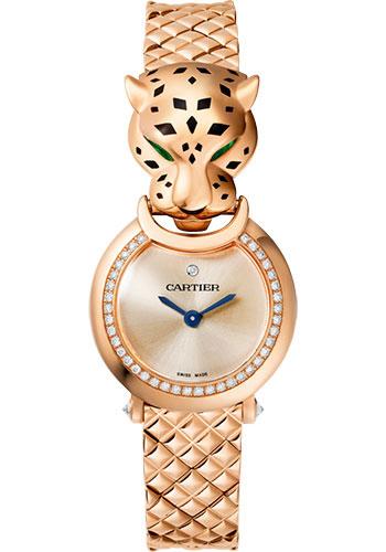 Cartier La Panthere Watch - 23.6 mm Pink Gold Diamond Case - Pink Dial - Pink Gold Bracelet - HPI01381 - Luxury Time NYC