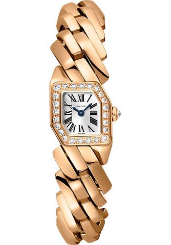 Cartier Maillon de Cartier Watch - 16 x 17 mm Pink Gold Diamond Case - Silver Dial - Bracelet - WJBJ0002 - Luxury Time NYC