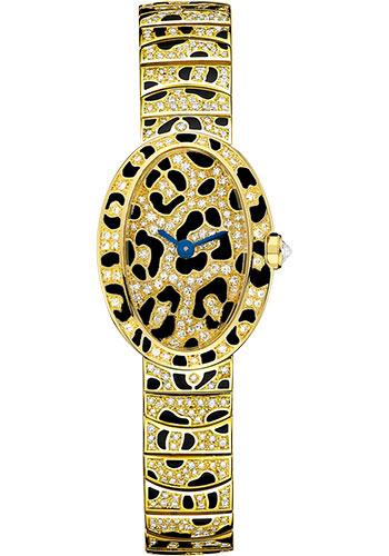 Cartier Mini Baignoire Panther Spots Watch - Yellow Gold Diamond Case - Diamond Dial - Diamond Bracelet - HPI00961 - Luxury Time NYC