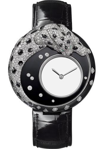 Cartier Panthere Mysterieuse Watch - 40 mm White Gold Diamond Case - Black Alligator Strap - HPI01011 - Luxury Time NYC