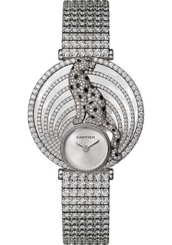 Cartier Panthere Royale de Cartier Watch - 36 mm White Gold Diamond Case - Silvered Dial - White Gold Paved Diamond Bracelet - HPI01098 - Luxury Time NYC
